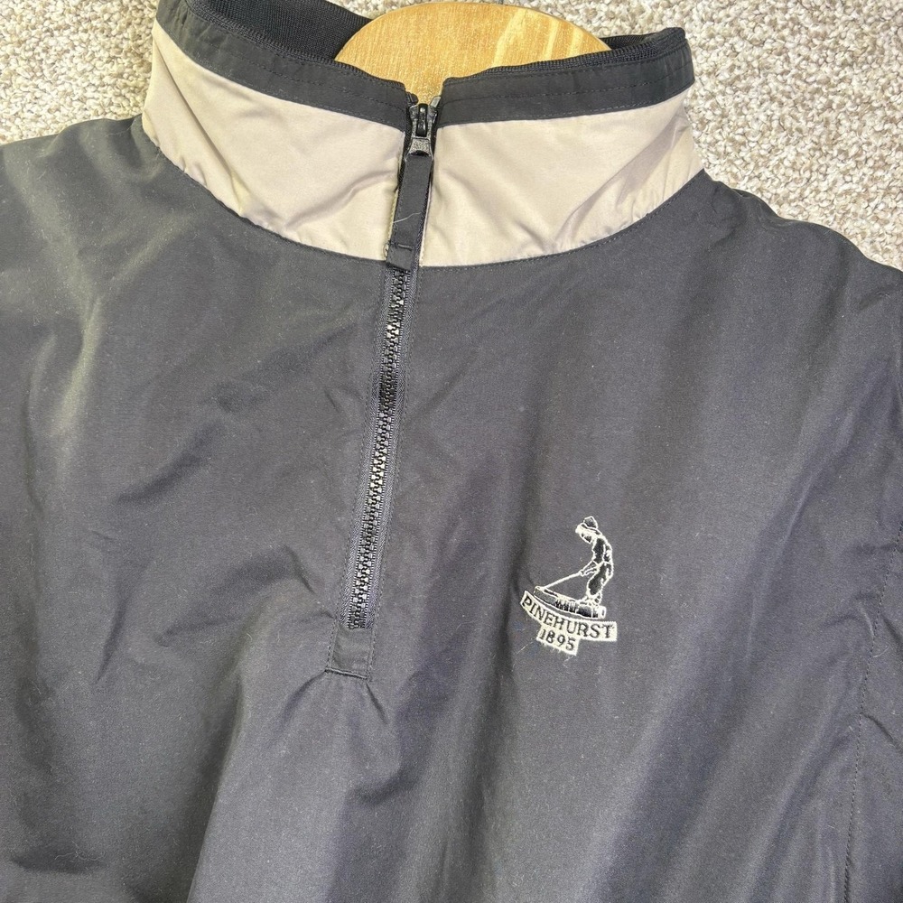 Pinehurst Windbreaker Jacket Mens Large Black 1/4 Zip Pullover Golf Putterboy